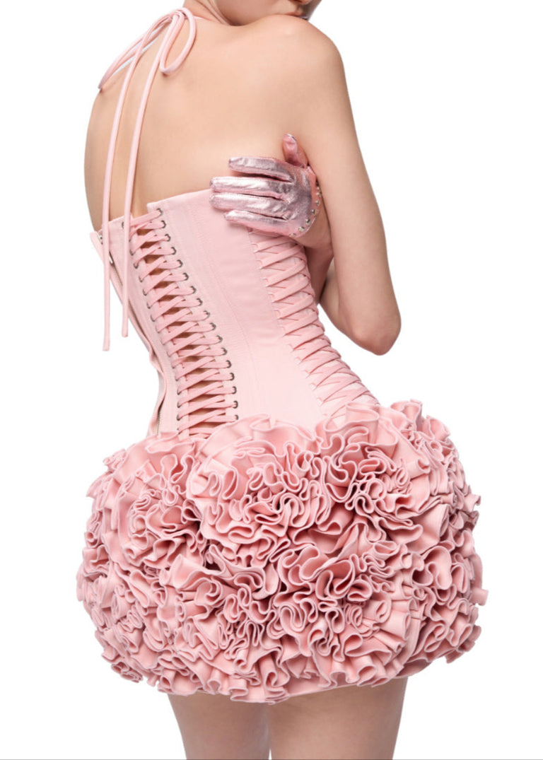 Alya Flower Corset Halter Neck Skirt Set