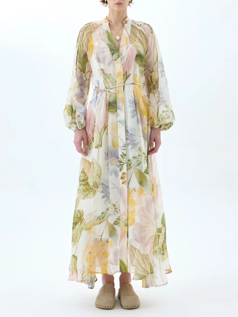 Fatmir Balloon Sleeve Floral Maxi Dress