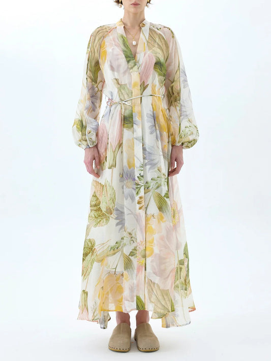 Fatmir Balloon Sleeve Floral Maxi Dress