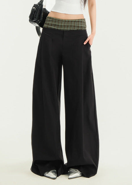 Dafna Grid Wide Leg Pants In Black