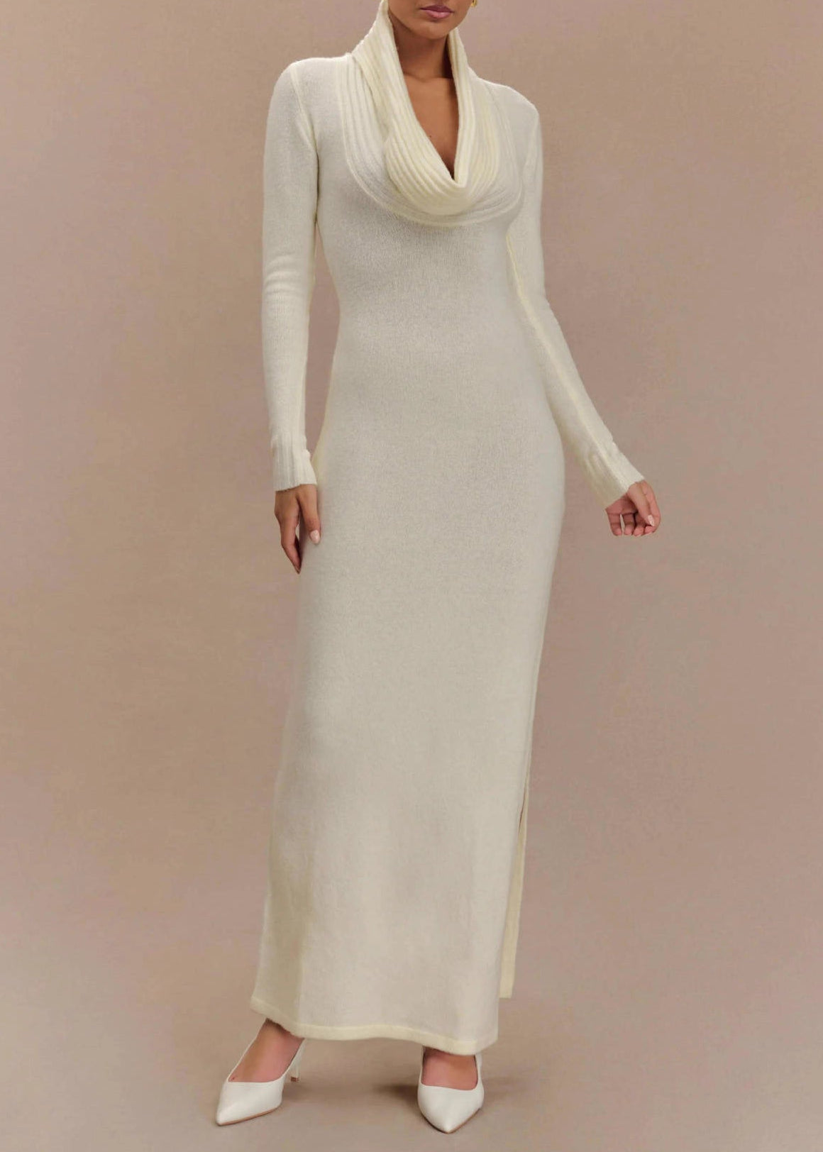 Eliseus Cowl Neck High Split Maxi Dress