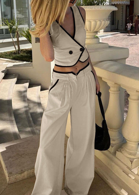 Aylani Button Ruch Plunge Pants Set