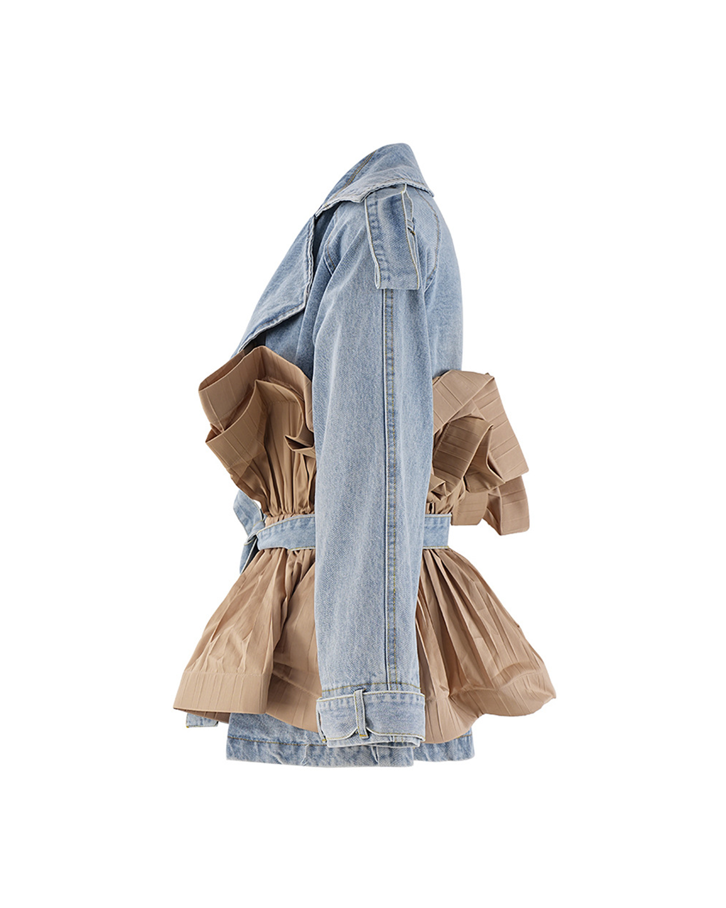 Estrella Patchwork Ruffle Denim Jacket