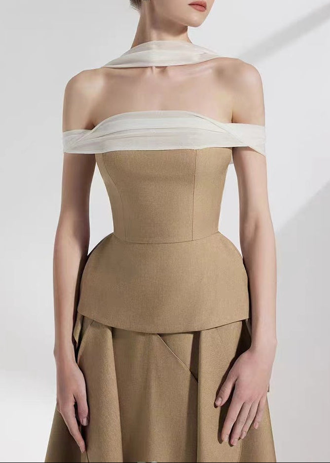 Behitha Off Shoulder Asymmetric Maxi Dress