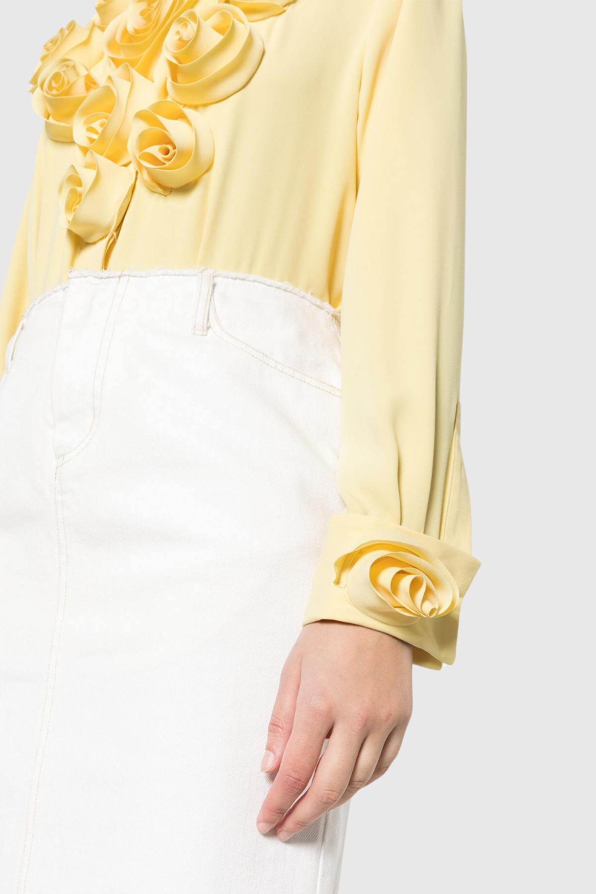 Vernon Flower Polo Collar Top In Yellow