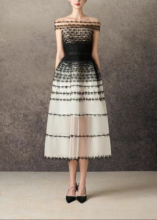 Dirke Off Shoulder Hayley Mesh Midi Dress