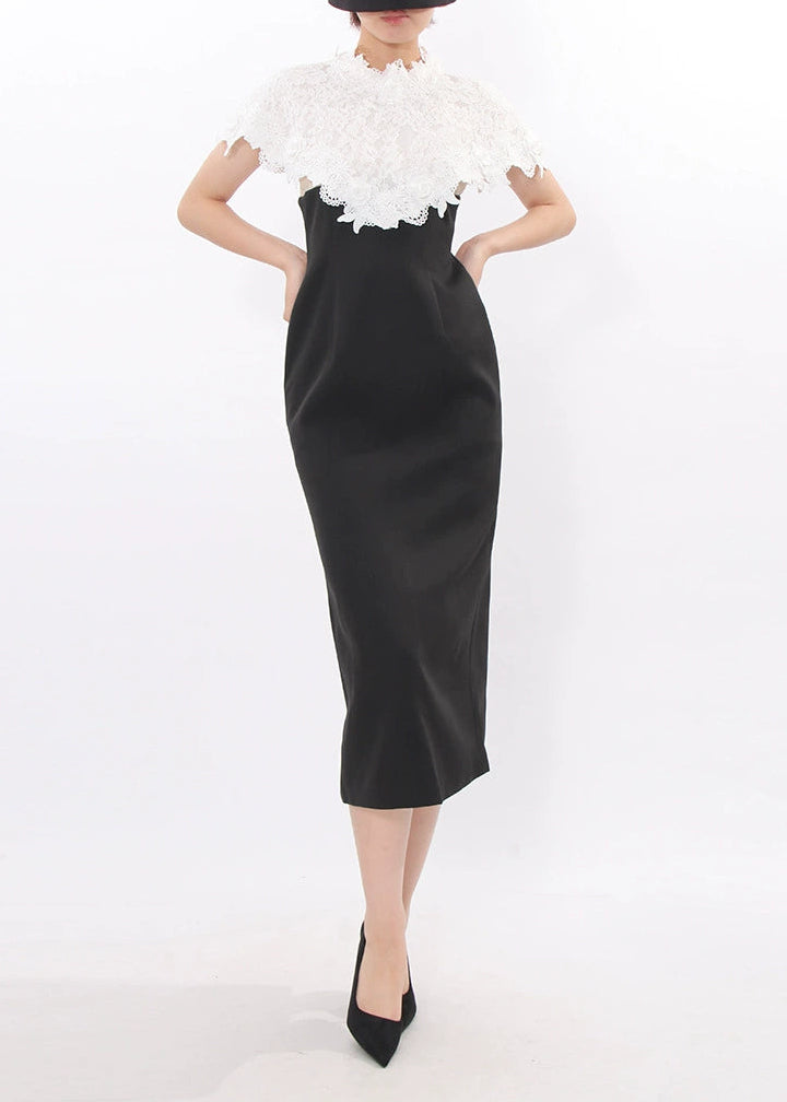 Domnicus Lace Shawl Embroidered Split Midi Dress