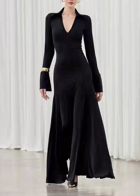 Elvy Bell Sleeve Plunge Maxi Dress