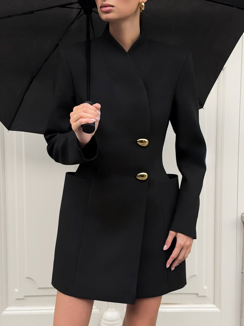 Devonte Asymmetric Embellished Mini Blazer Dress