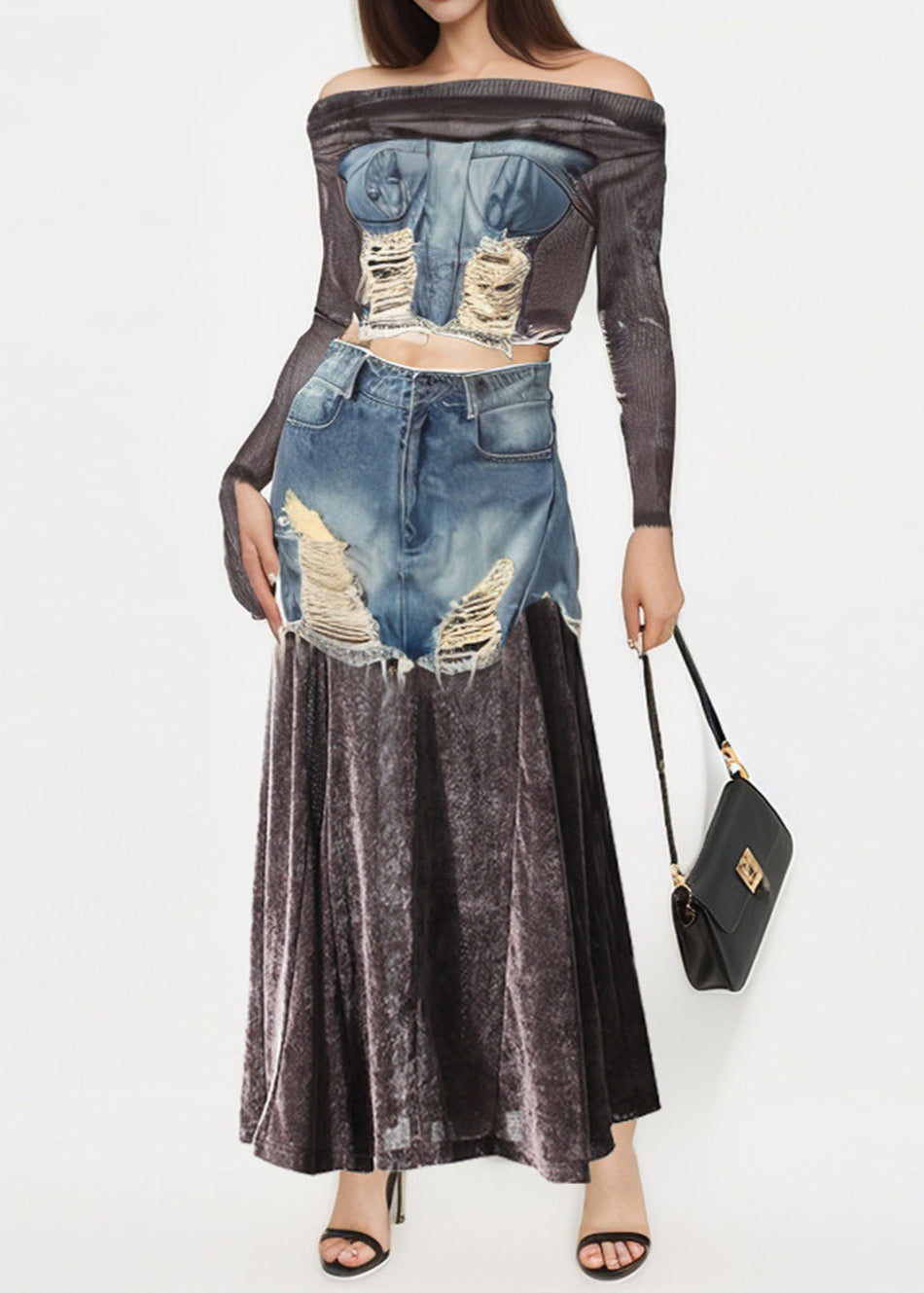 Abilyx Mesh Off Shoulder Deconstruct Set