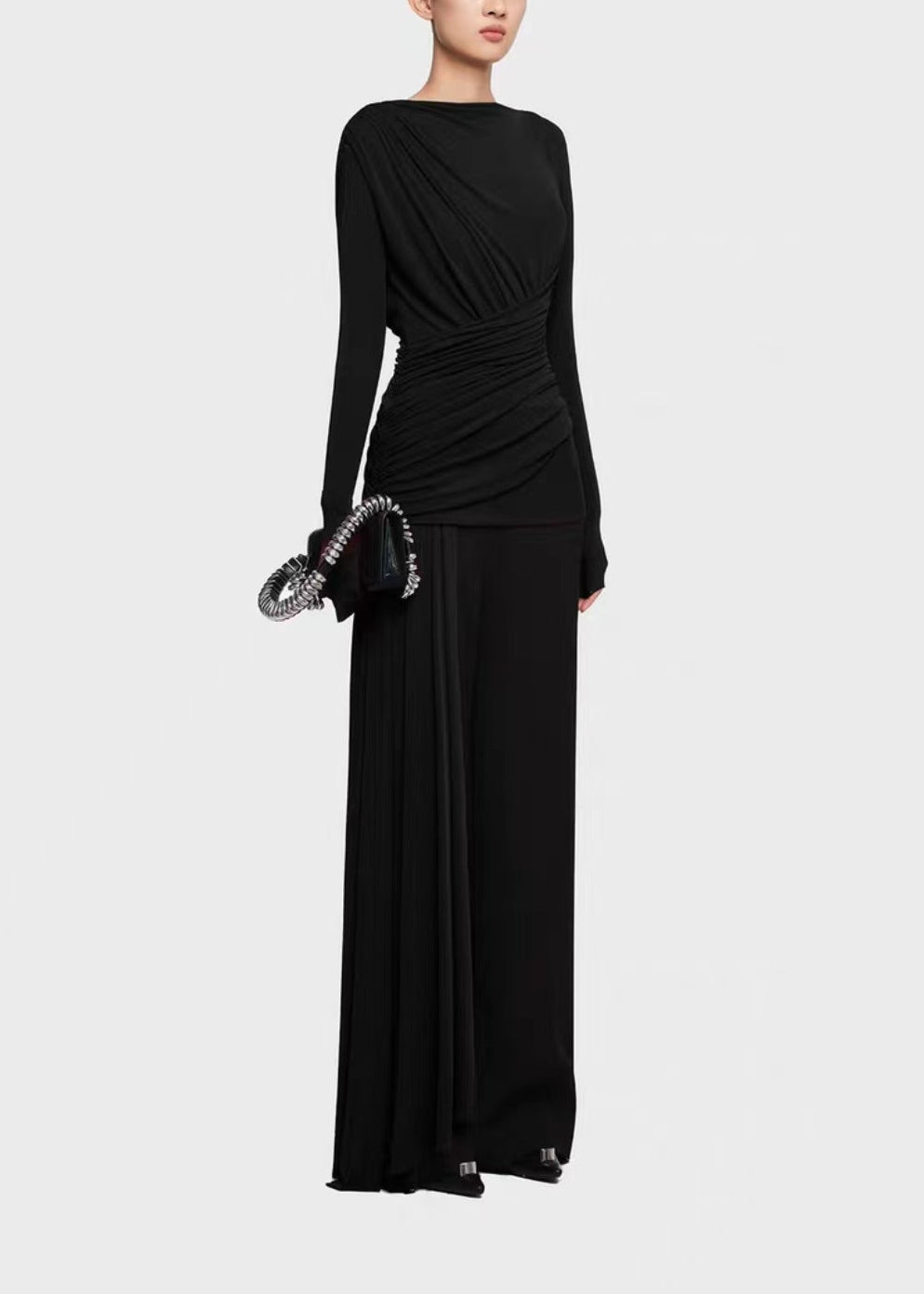 Desmond Ruch Asymmetric Fringe Pants Set In Black