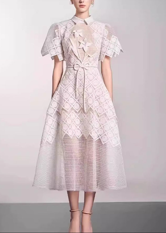 Dimitrina Flower Embroidered Midi Dress