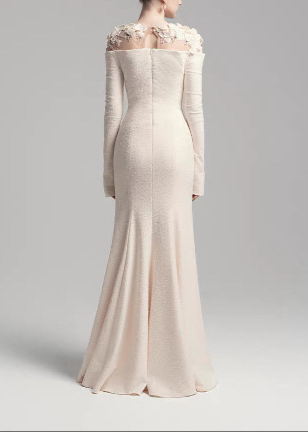Eamon Flower Deconstruct Maxi Dress In Apricot