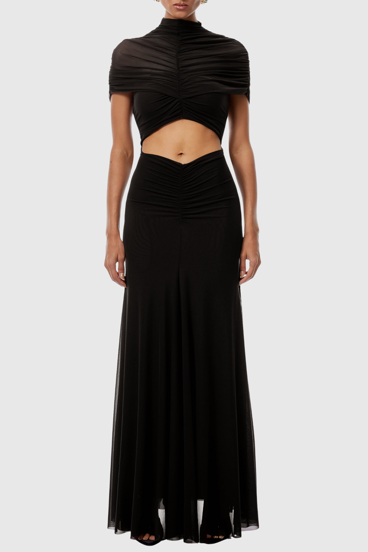 Dushyanta Ruch Cutout Mesh Maxi Dress In Black