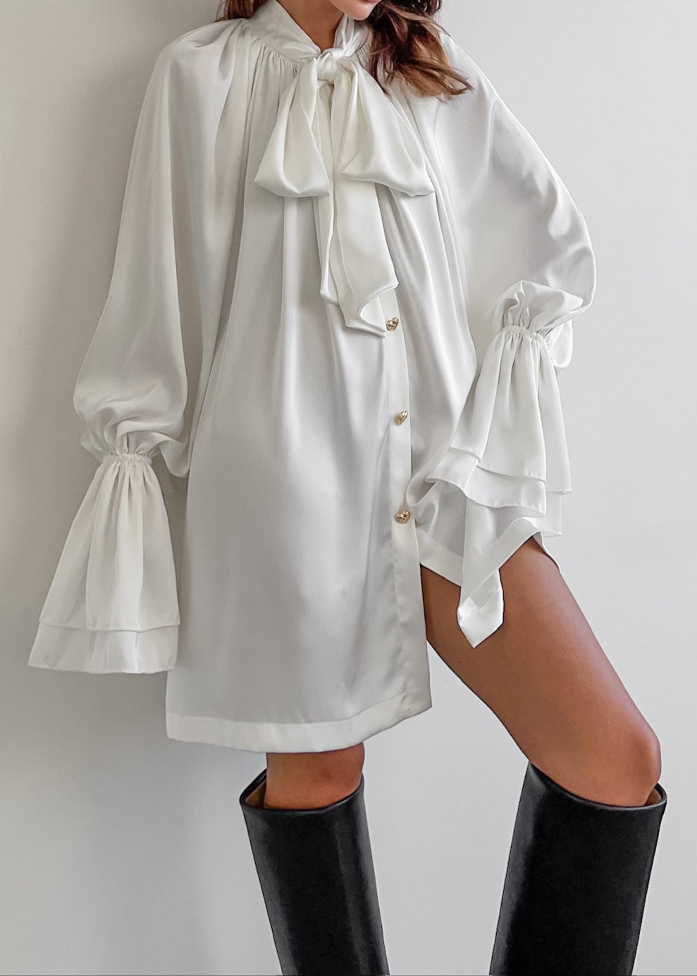 Ambella Ruffle Bow Lace Up Shirt