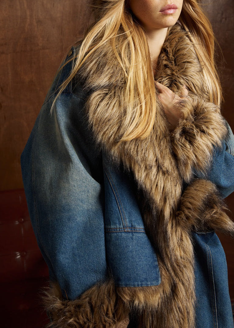 Fantine Faux Fur Denim Jacket