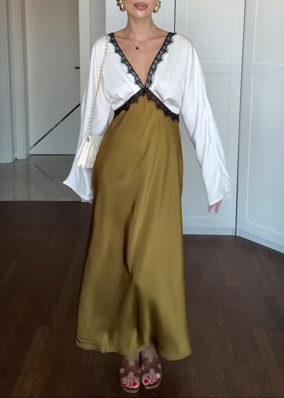 Eadwig Lace V Neck Maxi Dress