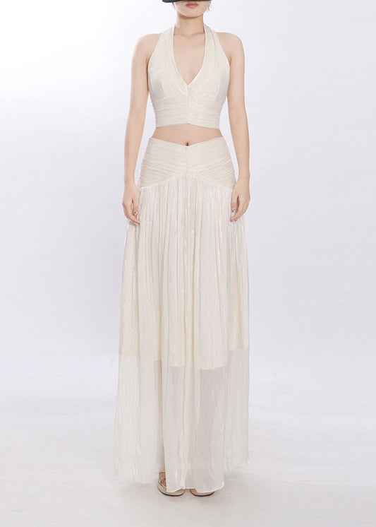 Dulce Halter Neck Front Ruch Skirt Set