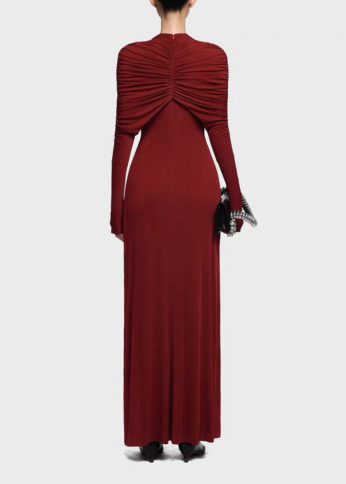 Drina Ruch Shawl Maxi Dress In Red