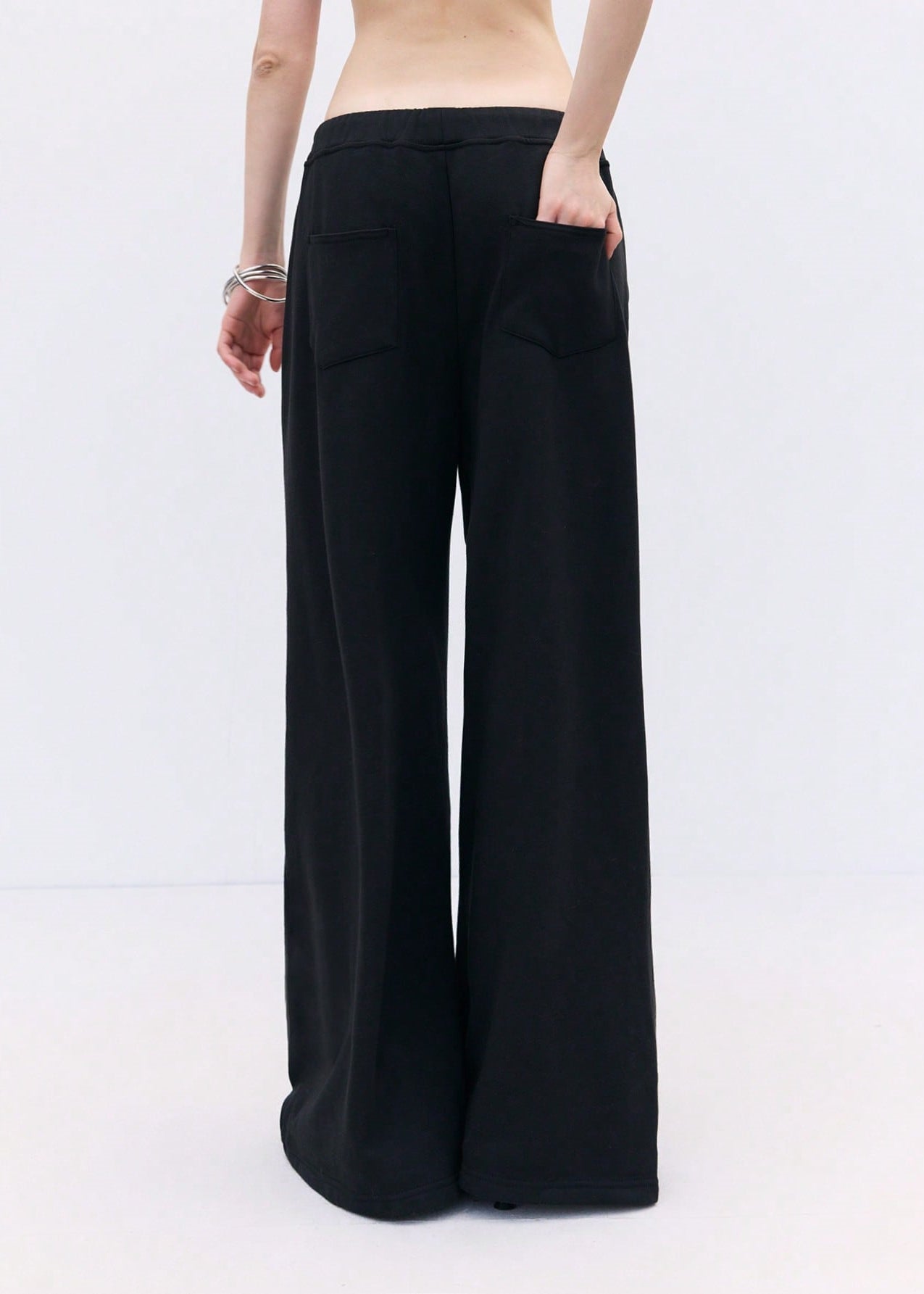 Faiza Eyelet Hooded Pants Set In Black