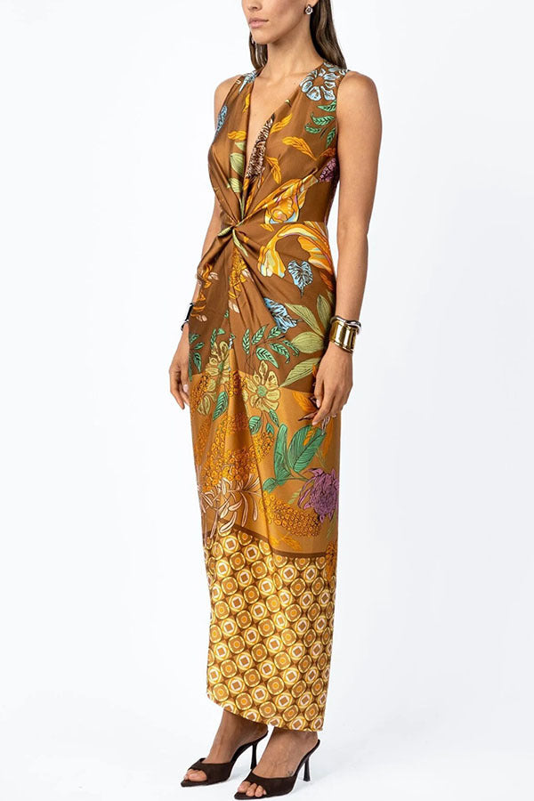 Filippa Sleeveless Twist Print Maxi Dress