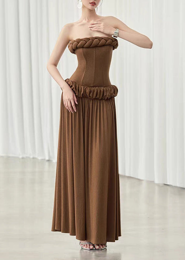 Faiga Strapless Twist Ruch Maxi Dress