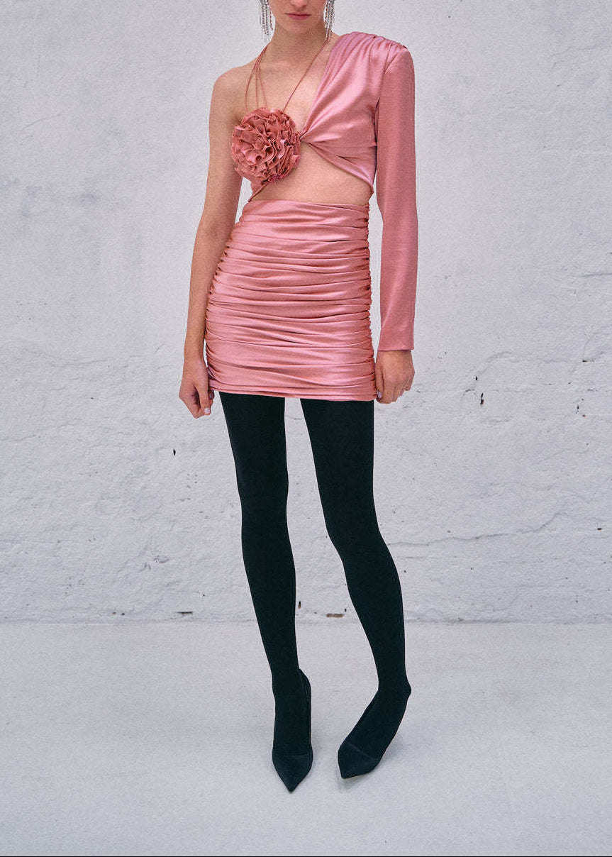 Echdonn Asymmetric Flower Cutout Mini Dress