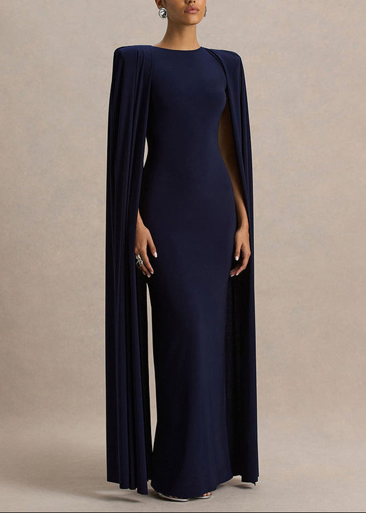 Diodoros Shawl Bodycon Maxi Dress In Blue