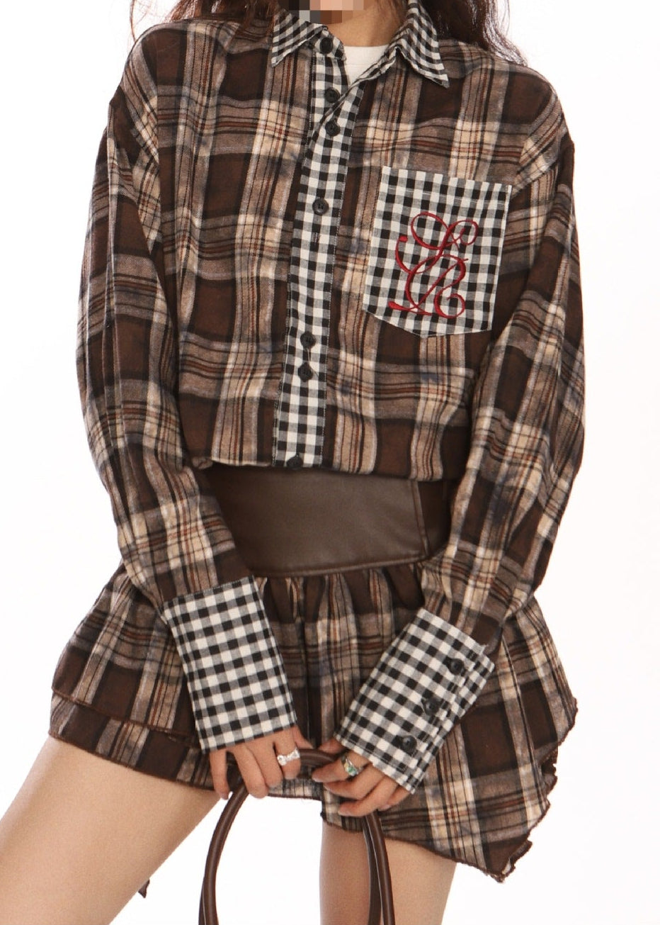 Derren Grid Deconstruct Leather Skirt Set