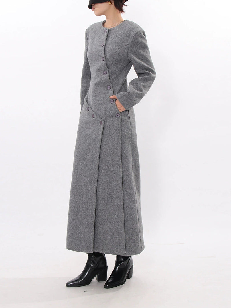 Fahd Asymmetric Split Button Maxi Dress