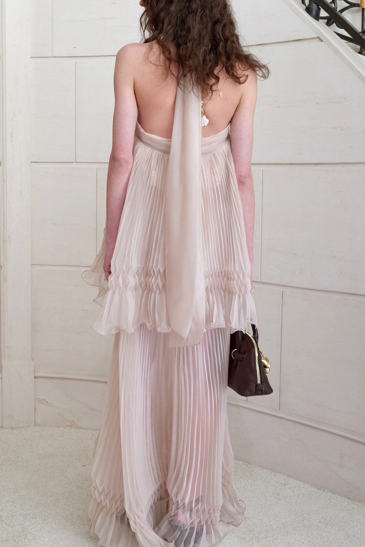 Folke Halter Neck Ruch Maxi Dress