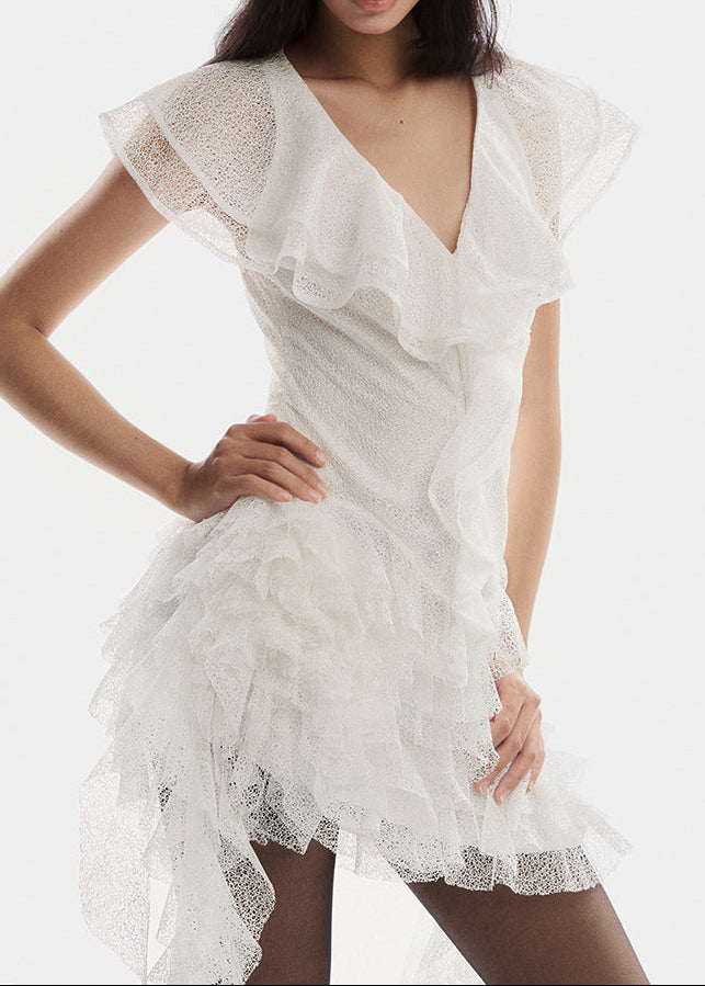 Blagorodna Ruffle Asymmetric Mini Dress