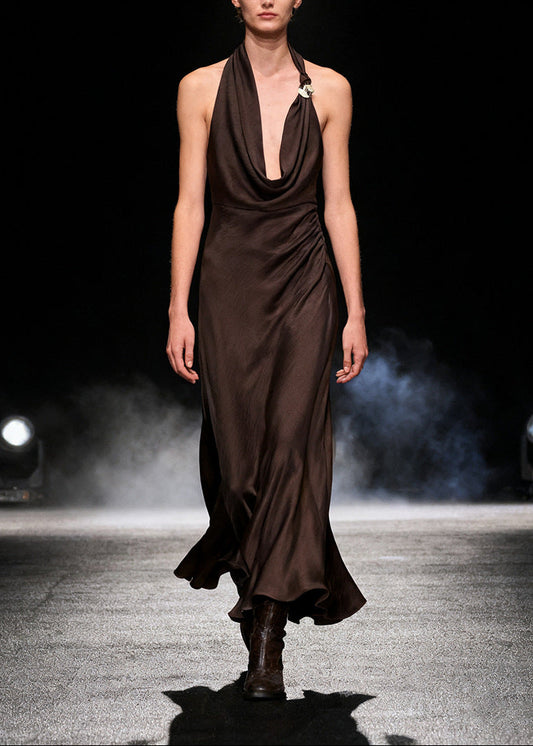 Eindride Cowl Neck Satin Maxi Dress