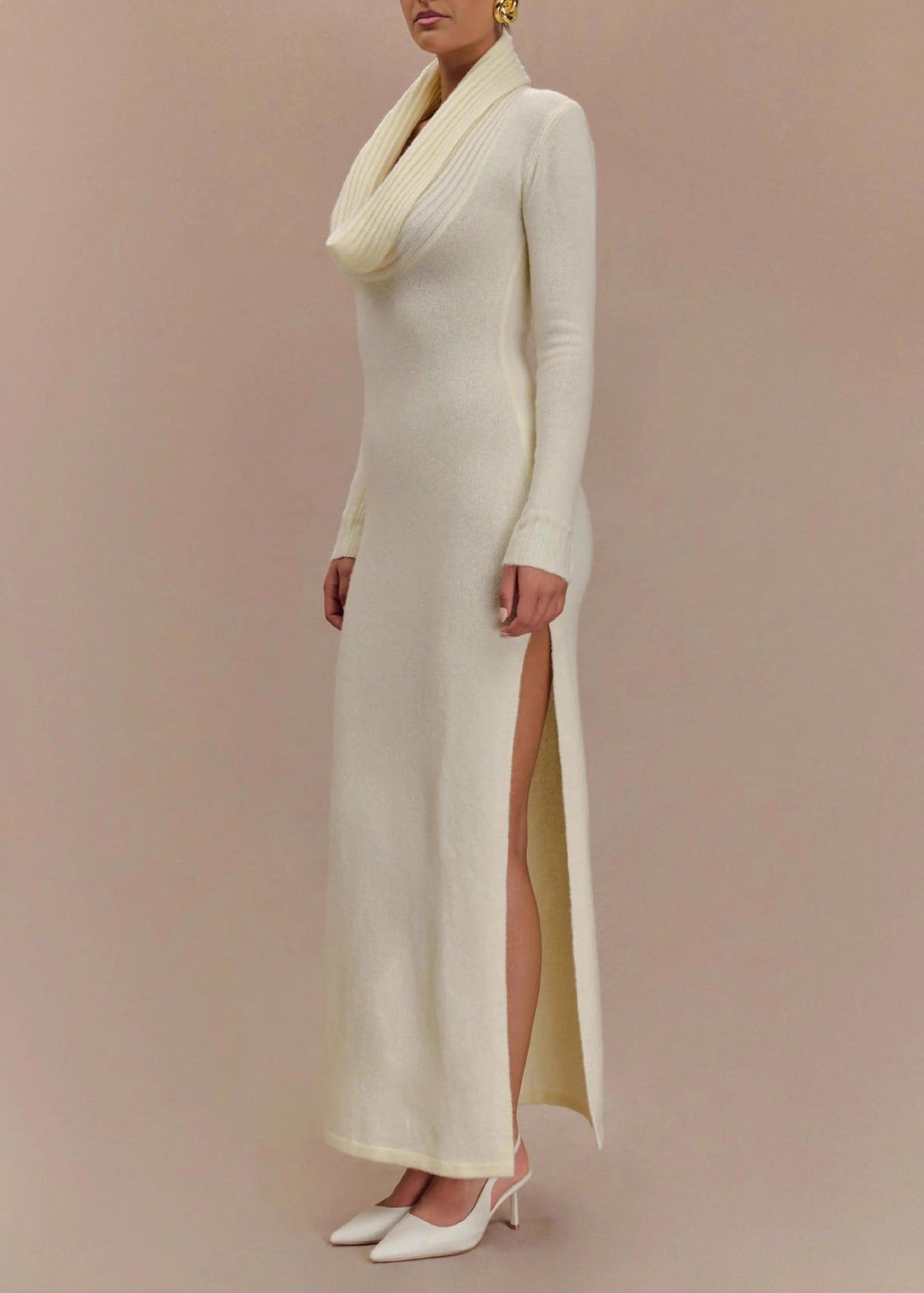 Eliseus Cowl Neck High Split Maxi Dress