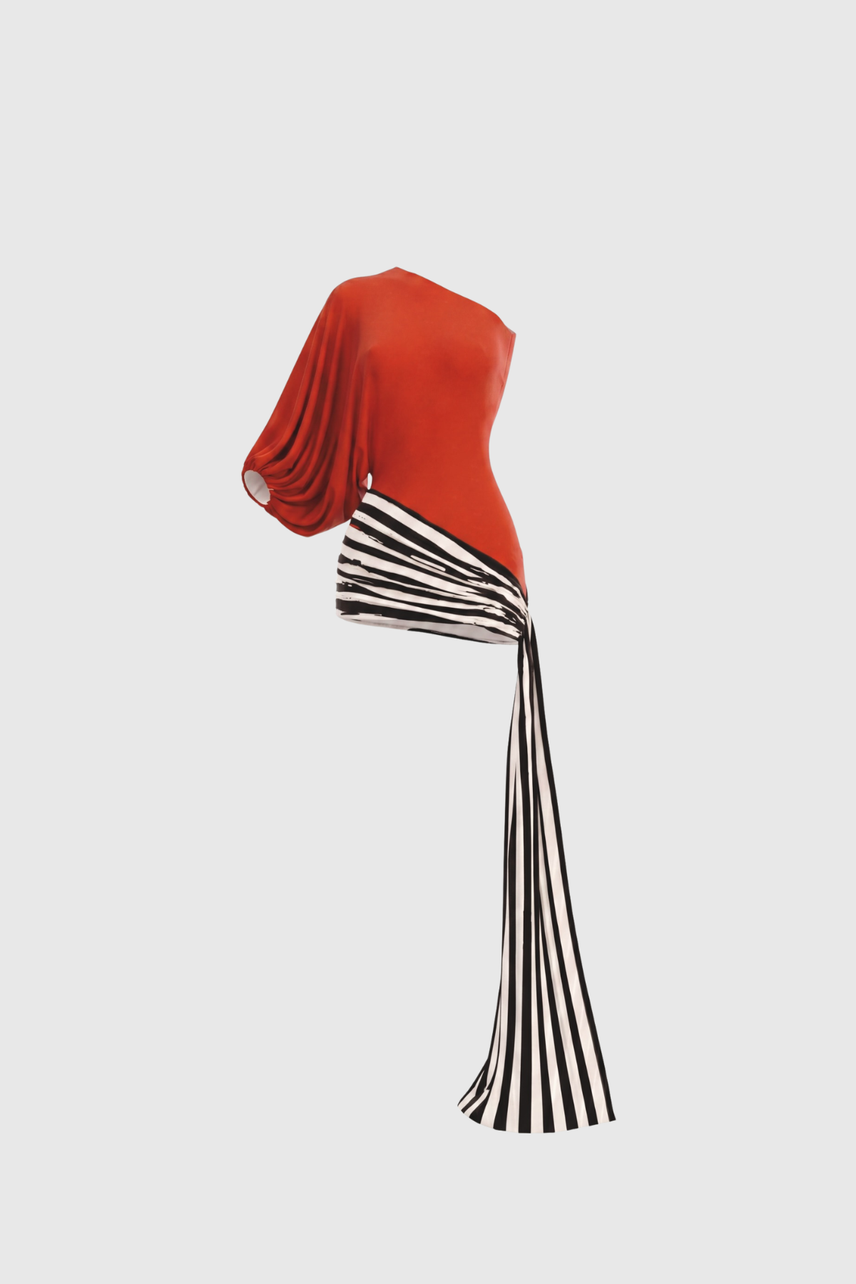 Iside Asymmetric Draped Stripe Mini Dress