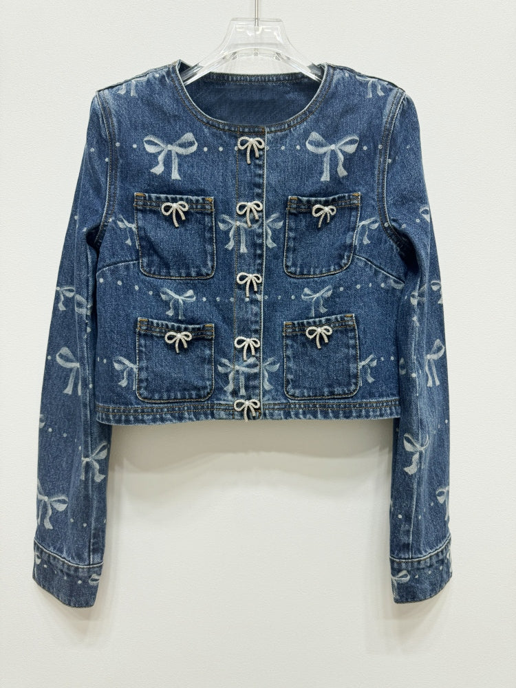 Greer Bow Pocket Denim Jacket