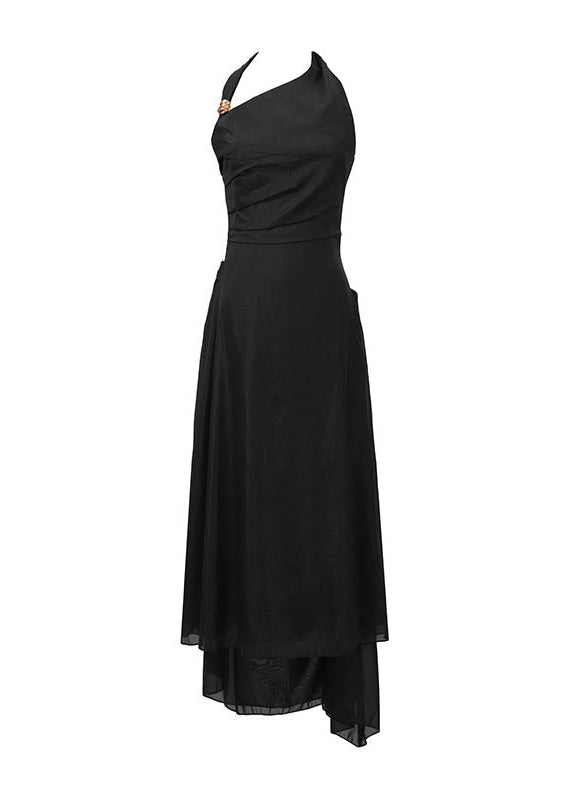 Eleanore Halter Neck Asymmetric Maxi Dress