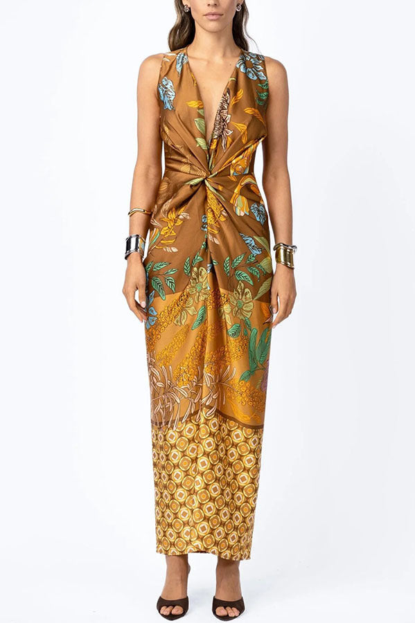 Filippa Sleeveless Twist Print Maxi Dress