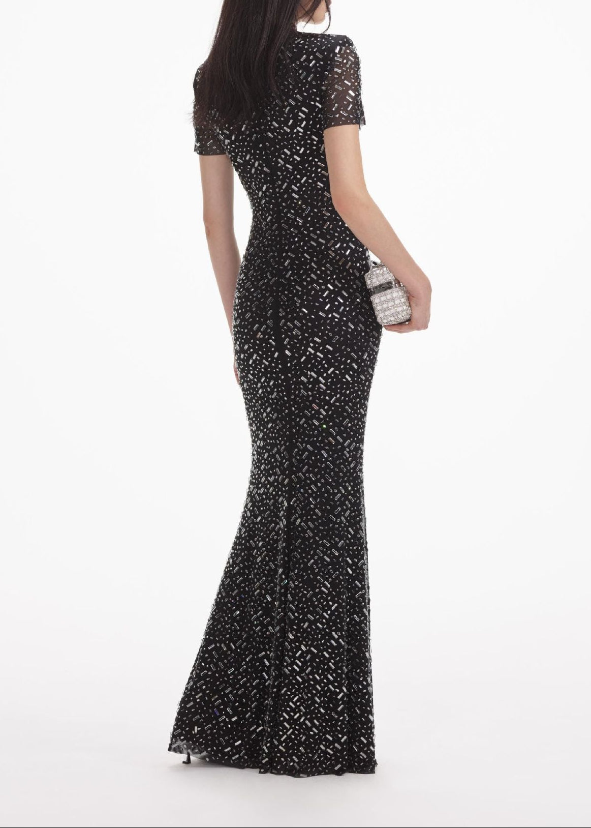 Caleigh Rhinestone Bodycon Short Sleeves Maxi Dress