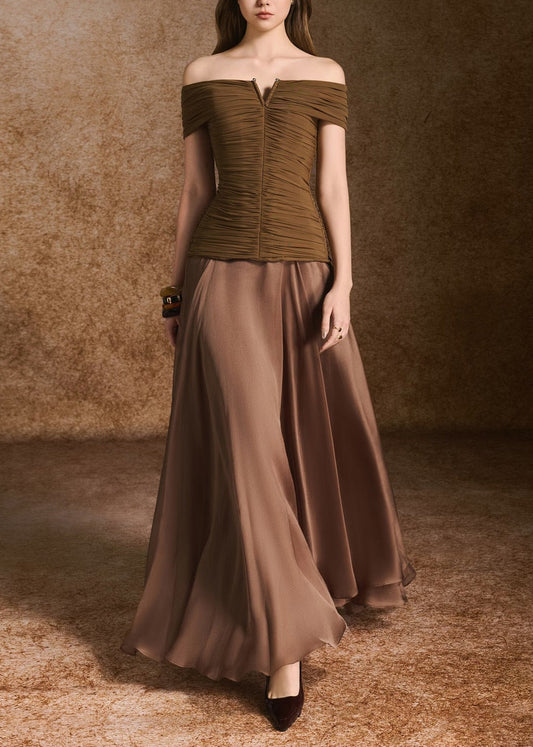 Dierk Deconstruct Ruch Satin Maxi Dress