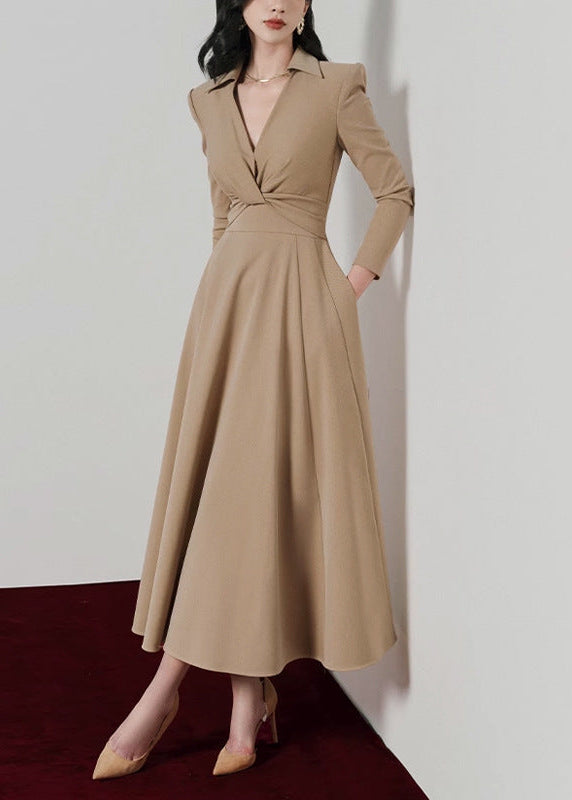 Desirae Long Sleeve Twist Ruffle Maxi Dress