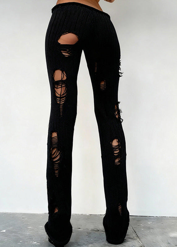 Egbert Ripped Knit Pants In Black