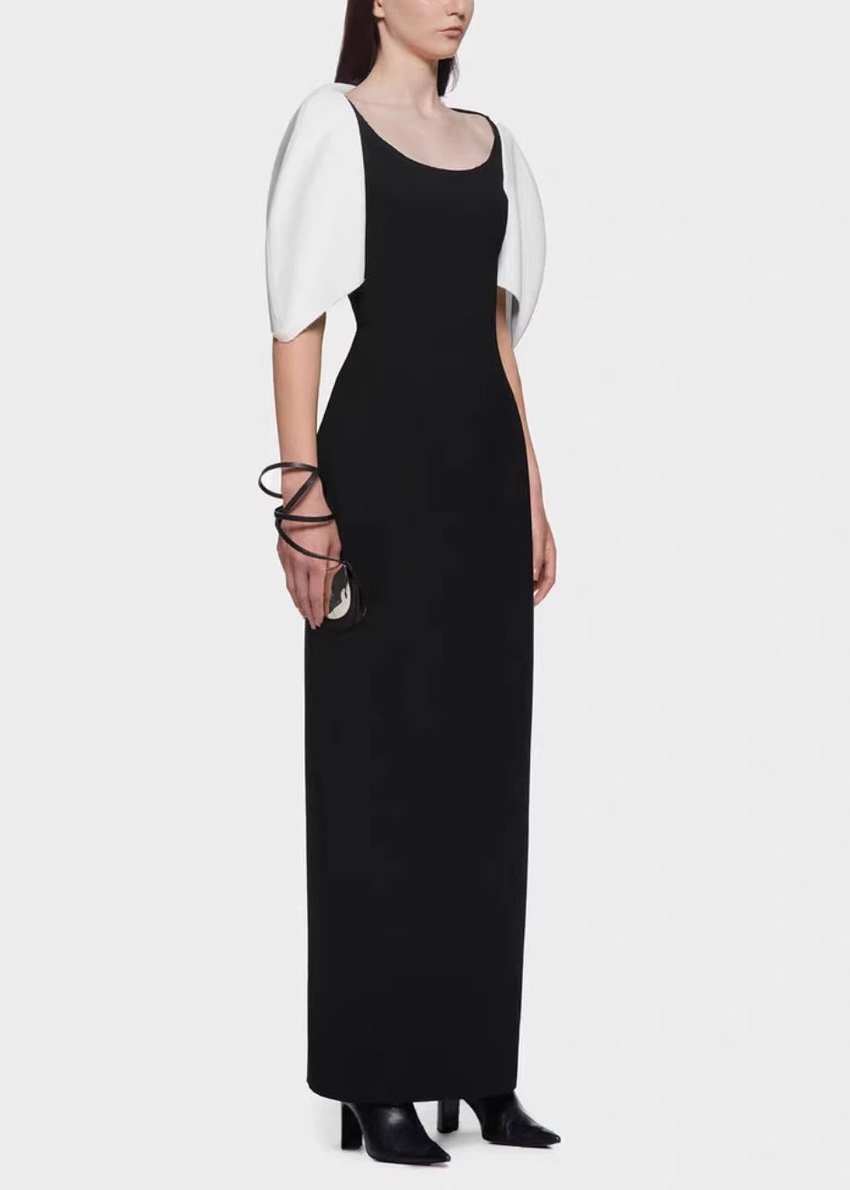 Fairuza Puff Sleeve Colorblock Maxi Dress In Black