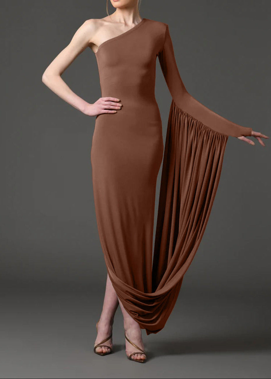 Zarah One Shouder Ruch Maxi Dress