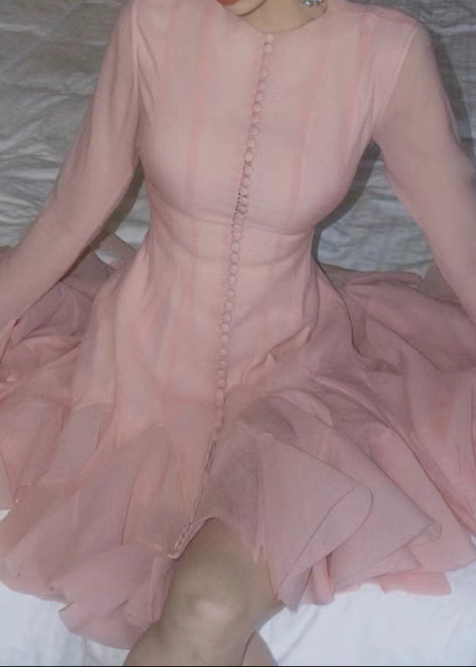 Mccartney Mesh Ruffle Mini Dress In Pink