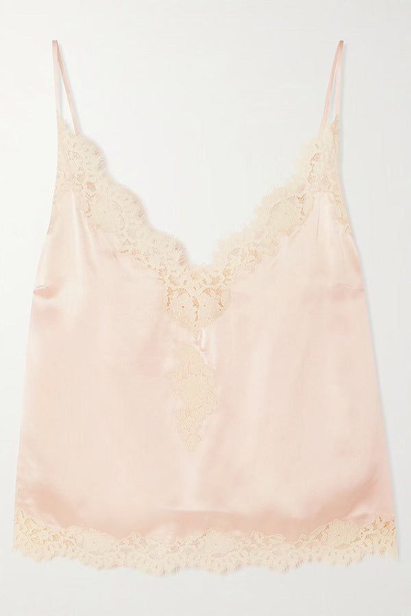 Fedir Plunge Lace Skirt Set Pink