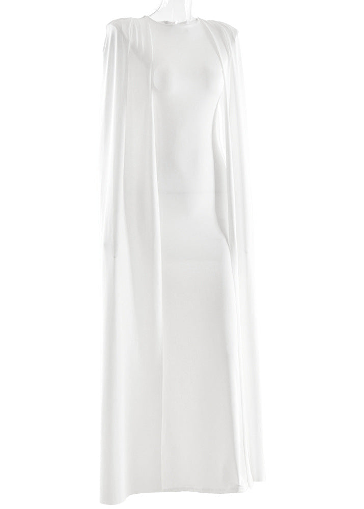 Diodoros Shawl Bodycon Maxi Dress In White