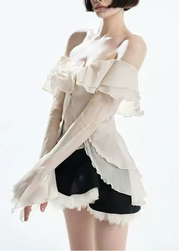 Dumisani Off Shoulder Flower Ruffle Skirt Set