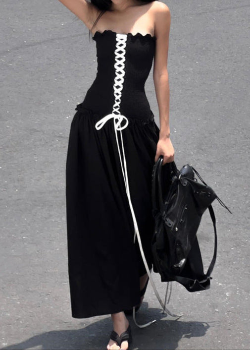 Tilda Lace Up Strapless Maxi Dress