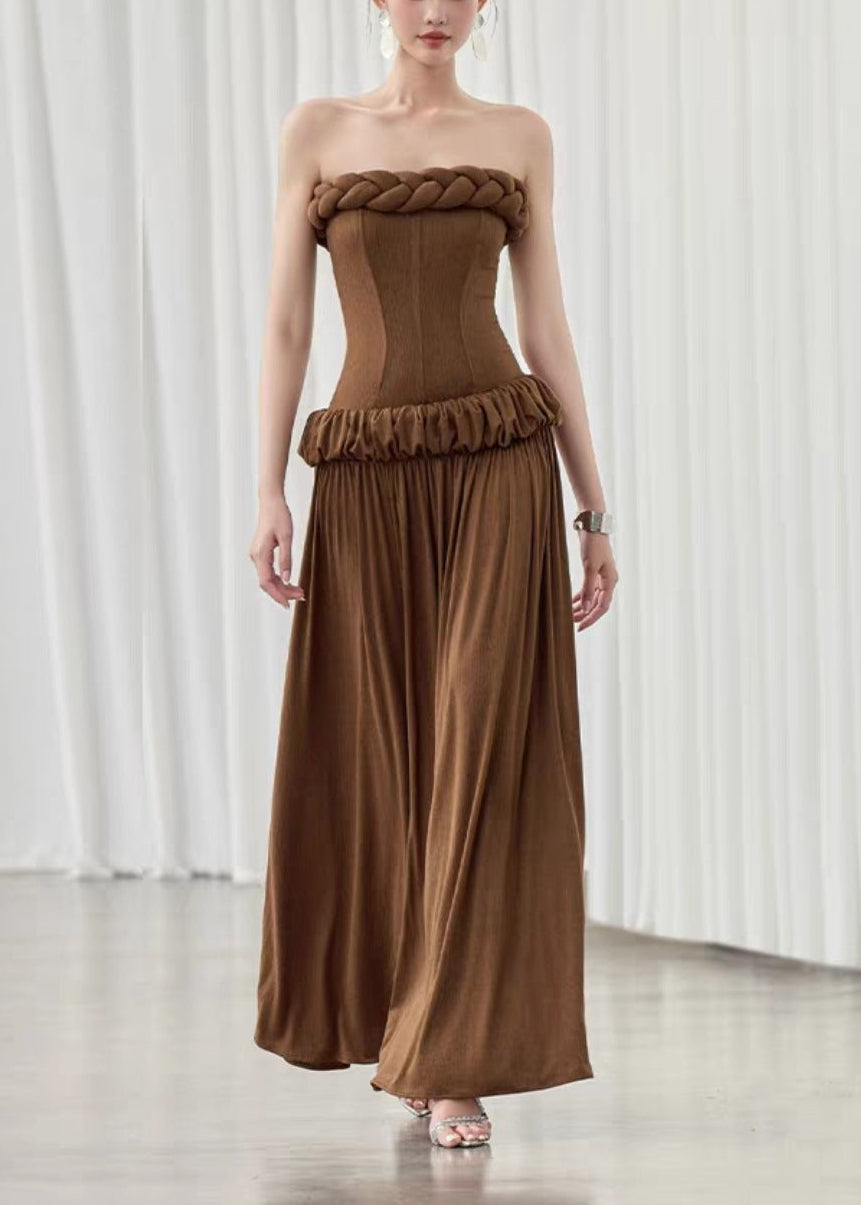 Faiga Strapless Twist Ruch Maxi Dress